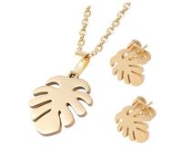 RORPOIR 2 juegos Conjunto de Joyería para Mujer con Collar y Pendientes Dorada Diseño Tropical para Fiesta Vacaciones y Uso Diario Regalo para Amigas