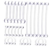 RORPOIR 24 piezas Joyería Piercing Nariz Lengua y Cejas Transparente Invisible Anillo Quirúrgico Cómodo para Mujeres y Jóvenes Set Versátil para Diario y Fiestas