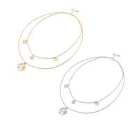 RORPOIR 2pieza Collar Colgante de Mapa del Mundo Moderno y Lujoso para Mujer de Plata Diseño de Doble Capa para Obsequio de Aniversario o Cumpleaños