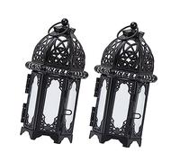 RORPOIR 2piezas Candelabros De Hierro Forjado Vela De Vidrio Transparente Soporte para Velas Decoración De Linterna