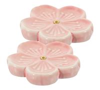 RORPOIR 2piezas Porta Incienso De Cerámica y Bandeja De Incienso Forma De Flor para Escritorio Adorno De Escritorio Color Rosa