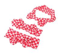 RORPOIR 3piezas Diadema Lazo Color Rojo y Crema Estilo de Rejilla para Niñas de Meses Accesorios Cabello para Fiestas y Uso Diario