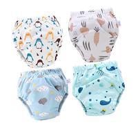 RORPOIR 4piezas De Entrenamiento Reutilizables Para Bebés Pantalones Lavables Transpirables y Cómodos Diseño Rábano Pingüino