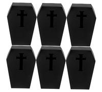 RORPOIR 6 Cajas de Dulces de Halloween Forma de Ataúd de Papel Negro, Ligeras Tapa, Ideales para Ambientación en Carnavales y Casas Embrujadas