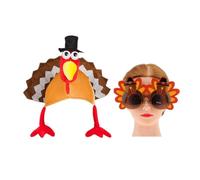 RORPOIR Accesorios de Disfraz para Día de Acción de Gracias Sombrero y Gafas en Forma de Pavo, 2 Piezas Cómodas y Cálidas para Fiestas y Ceremonias Anuales