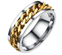 RORPOIR Anillo para Hombre Talla 7 de Acero Inoxidable Dorado Anillo Redondo Giratorio con Función Abridor de Botellas Joyería Creativa y Práctica para Uso Diario