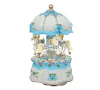 RORPOIR Birthday Presents tiovivo Giratorio con Luces decoración Musical para Mesa navideña tiovivo Musical para niñas de Caballo Vintage Blue