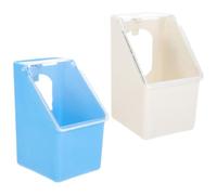 RORPOIR Comedero Colgante para Palomas 2 Piezas con Tapa, Plástico Resistente, Multifuncional para Jaulas, Incluye Cuencos en Azul y Color Claro, Adecuado para Alimentar y Proveer Agua