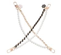 RORPOIR Correa para Teléfono Móvil Cuentas de Perlas, Cuerda Muñeca Doble Cadena Trenzada en Negro y Blanco, Accesorio Decorativo para Móviles, 2 Piezas