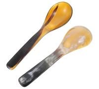 RORPOIR Cucharas para Cocina de Cuerno Marrón, Pack de 2 Diseño Creativo y Superficie Lisa, Aptas para Hotel y Buffet