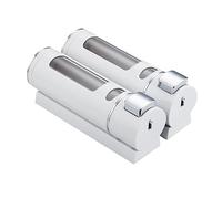 RORPOIR Dispensador Jabón Líquido Doble Cabeza Plástico Abs Resistente Montaje Pared para Baño Ducha Cocina Pulsador Gota con Ventana Transparente Diseño Ahorro Espacio No Fugas Tras Usos