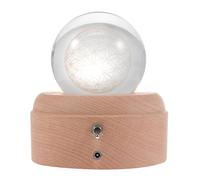 RORPOIR Lámpara Nocturna Bola de Cristal Pequeña Caja de Música y Base de Madera Luz Decorativa para Escritorio Adorno Musical para Dormitorio Obsequio Original para Hogar