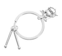 RORPOIR Llavero de Batería de Rock Colgante de Baquetas Plateado, Accesorio Musical para Amantes Música, Llavero Decorativo para Mochila, Obsequio Original para Bateristas