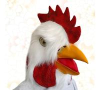 RORPOIR Máscara de Cabeza de Gallina en Látex, Disfraz Realista Halloween | Estilo Simulación, Cómodo y Transpirable, para Cosplay y Fiesta de Disfraces, Acabado Blanco
