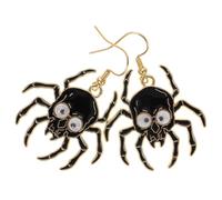 RORPOIR Pendientes de Araña de Halloween para Mujer, Diseño de Dibujos Animados en Esmalte Negro, Aretes Colgantes Creativos y Llamativos, Accesorios de Moda para Fiestas y Disfraces,