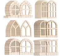 RORPOIR Puerta de hadas en miniatura, mini ventana, juego de 50 piezas de madera sin pintar, sin terminar, para manualidades, jardín, decoración del hogar y modelos creativos en miniatura