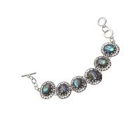 RORPOIR Pulsera Abulón Vintage de Aleación Ajustable con Triple Anilla para Mujer Accesorio Bohemio de Mano y Decoración de Muñeca Estilo Étnico y Festival