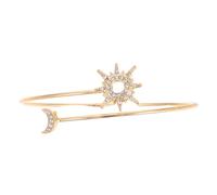 RORPOIR Pulsera Geométrica Ajustable de Aleación Dorada Circonita, Brazalete Decorativo Ligero Diseño de Sol y Luna para Uso Diario y Compras