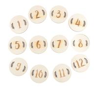 RORPOIR Tarjetas de Cumpleaños para Bebés en Madera Beige 12piezas Diseño Creativo y Adorable para Baby Shower y Fotografía de Hitos Mensuales