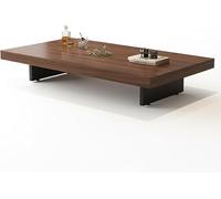 Rorquscade Mesa De Centro Baja Japonesa De Madera Maciza,Mesa Tatami Extra Gruesa con Tablero 5 Cm, Mesa De Té Rectangular Estilo Oriental para Salón, Dormitorio, Zona De Descanso(Walnut,W100*d60cm)