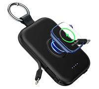 RORRY Batería Externa de 5000 mAh con Cable Integrado, Llavero de Viaje portátil para iPhone 17/16/15/14/13/12, Apple Watch Ultra/11/10/9/8/7/6/SE, Color Negro