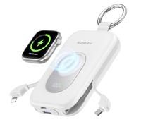 RORRY Cargador portátil, 20000 mAh PD 30 W, cargador portátil con 2 cables integrados, batería de carga súper rápida con llavero, artículos esenciales de viaje para iPhone, Apple Watch, iPad, color
