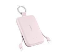 RORRY CharmGo - Batería Externa portátil de 10.000 mAh, PD 30 W, Carga rápida, con Cables Integrados y Llavero, batería Externa portátil para iPhone 17/16/15, AirPods 2/3/4/Pro, Color Rosa