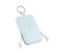 RORRY CharmGo 10.000 mAh Power Bank PD 30W Quick Charge | Pack de batería con cable integrado y llavero, batería externa portátil para iPhone 17/16/15, AirPods 2/3/4/Pro, color azul