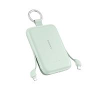 RORRY CharmGo 10.000 mAh Power Bank PD 30W Quick Charge | Pack de batería con cable integrado y llavero, batería externa portátil para iPhone 17/16/15, AirPods 2/3/4/Pro, verde