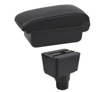 RORVECQ Caja De Reposabrazos Para F&ord Para Ecosport 2018 2019 2020 2021 Reposabrazos Piel Consola Central Almacenamiento USB Accesorio Auto(B1 Línea Blanca)