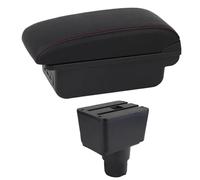 RORVECQ Caja De Reposabrazos Para F&ord Para Ecosport 2018 2019 2020 2021 Reposabrazos Piel Consola Central Almacenamiento USB Accesorio Auto(C1 Línea Roja)