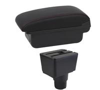 RORVECQ Caja De Reposabrazos Para F&ord Para Ecosport 2018 2019 2020 2021 Reposabrazos Piel Consola Central Almacenamiento USB Accesorio Auto(Línea Roja B1)