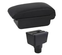 RORVECQ Caja De Reposabrazos Para F&ord Para Ecosport 2018 2019 2020 2021 Reposabrazos Piel Consola Central Almacenamiento USB Accesorio Auto(C1 línea negra)