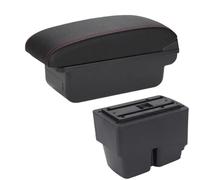 RORVECQ Interior Almacenamiento Accesorios Para F&ord Para Fiesta Caja Brazo Para F&ord Para Fiesta MK7 2009-2017(C1 Negro rojo SIN USB)