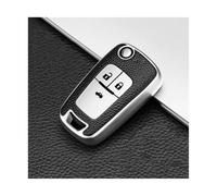 RORVECQ Para Chevrolet Para Cruze Para Aveo Para Trax Funda Protectora TPU Cuero Para Llave De Coche Llavero(Plata,3 button)