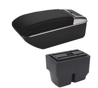 RORVECQ Para F&ord Para Fiesta Caja De Brazo Auto Detalles Interiores Piezas Especiales Piezas Retrofit Accesorios Auto Caja De Almacenamiento Central(D2 Línea negra Sin USB)