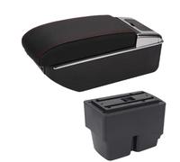RORVECQ Para F&ord Para Fiesta Caja De Brazo Auto Detalles Interiores Piezas Especiales Piezas Retrofit Accesorios Auto Caja De Almacenamiento Central(B1 Negro rojo 7USB)