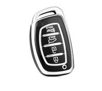 RORVECQ Para Hyundai Para Tucson Para Santa Fe Para Rena Para Sonata Para Elantra Para Creta Para Solaris Para Accent Funda Llavero 4 Botones(Negro Plata)