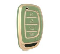 RORVECQ Para Hyundai Para Tucson Para Santa Fe Para Rena Para Sonata Para Elantra Para Creta Para Solaris Para Accent Funda Llavero 4 Botones(Green gold)