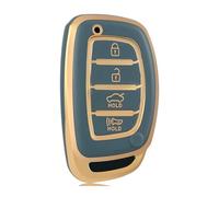 RORVECQ Para Hyundai Para Tucson Para Santa Fe Para Rena Para Sonata Para Elantra Para Creta Para Solaris Para Accent Funda Llavero 4 Botones(Blue gold)