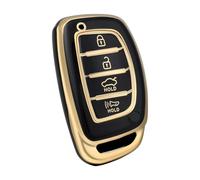 RORVECQ Para Hyundai Para Tucson Para Santa Fe Para Rena Para Sonata Para Elantra Para Creta Para Solaris Para Accent Funda Llavero 4 Botones(Oro negro)