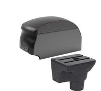 RORVECQ Para Kia Para K2 Coche Consola Central Caja Almacenamiento Reposabrazos Espacio Almacenaje Modificación Interior Con USB(B1 Black Red double)