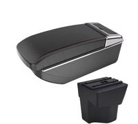 RORVECQ Para KIA Para Rio 5 Reposabrazos Para Rio 2014-2019 Piezas Caja De Reposabrazos Para Auto Caja De Almacenamiento Accesorios Coche Interior(Negro rojo Sin USB)