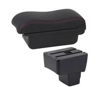 RORVECQ Para MAZDA CX-3 Brazodescanso Para Mazda 2 Para Skyactiv Para Version Cx3 Caja Brazodescanso Coche Caja Almacenamiento Superficie Curva Cuero(B1 Negro rojo 3USB)
