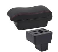 RORVECQ Para MAZDA CX-3 Brazodescanso Para Mazda 2 Para Skyactiv Para Version Cx3 Caja Brazodescanso Coche Caja Almacenamiento Superficie Curva Cuero(A1 Negro rojo SIN USB)