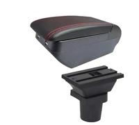RORVECQ Para Mitsubishi Para Colt Caja De Reposabrazos Para Colt PLUS Reposabrazos De Coche Caja De Almacenamiento Central(H línea roja 4USB)