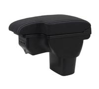 RORVECQ Para N&issan Para Juke Para ESQ 2011 2012 2013 2014 2015 2016 2018 2019 Caja De Almacenamiento Central USB En Cuero Negro Modificación(A3 Cuero artificial)