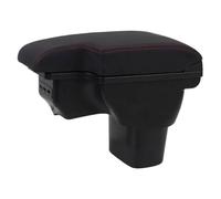 RORVECQ Para N&issan Para Juke Para ESQ 2011 2012 2013 2014 2015 2016 2018 2019 Caja De Almacenamiento Central USB En Cuero Negro Modificación(B1 cuero genuino)