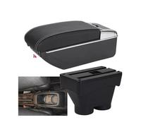 RORVECQ Para Peugeot 208 2012 2013 2014 2015 2016 2017 2018 Caja De Reposabrazos Pieza De Retrofit Interior Detalle Gran Espacio Cenicero(B3 Negro blanco 7USB)