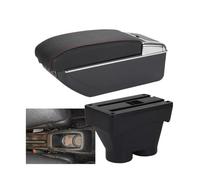 RORVECQ Para Peugeot 208 2012 2013 2014 2015 2016 2017 2018 Caja De Reposabrazos Pieza De Retrofit Interior Detalle Gran Espacio Cenicero(B1 Negro rojo 7USB)